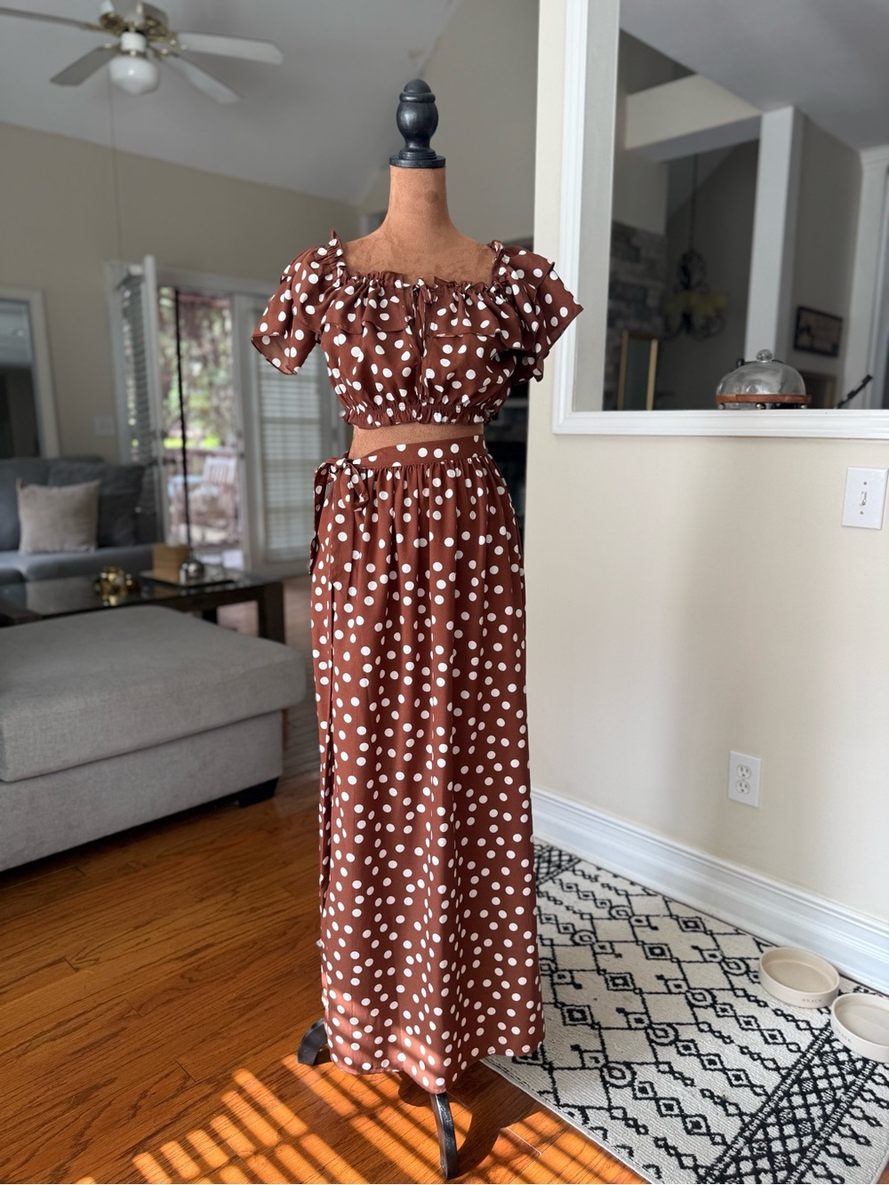 ASOS Brown and White Polka Dot Swim Coverup Set